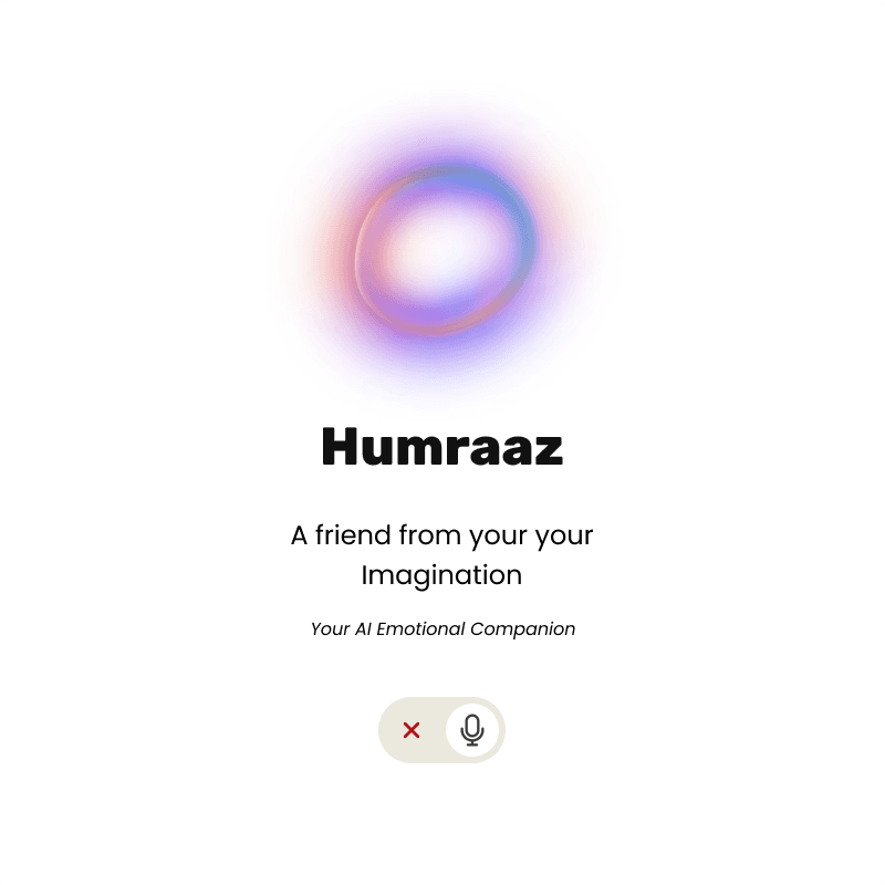 Humraaz voice-first Urdu AI emotional companion app interface with memory-driven conversations for Pakistani users