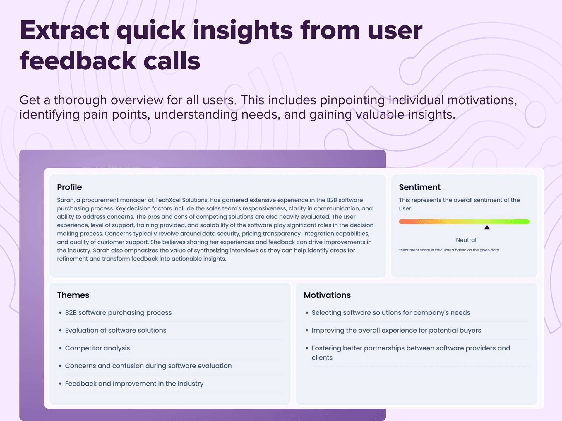 Insightio AI-powered feedback intelligence platform analyzing customer calls and synthesizing product insights