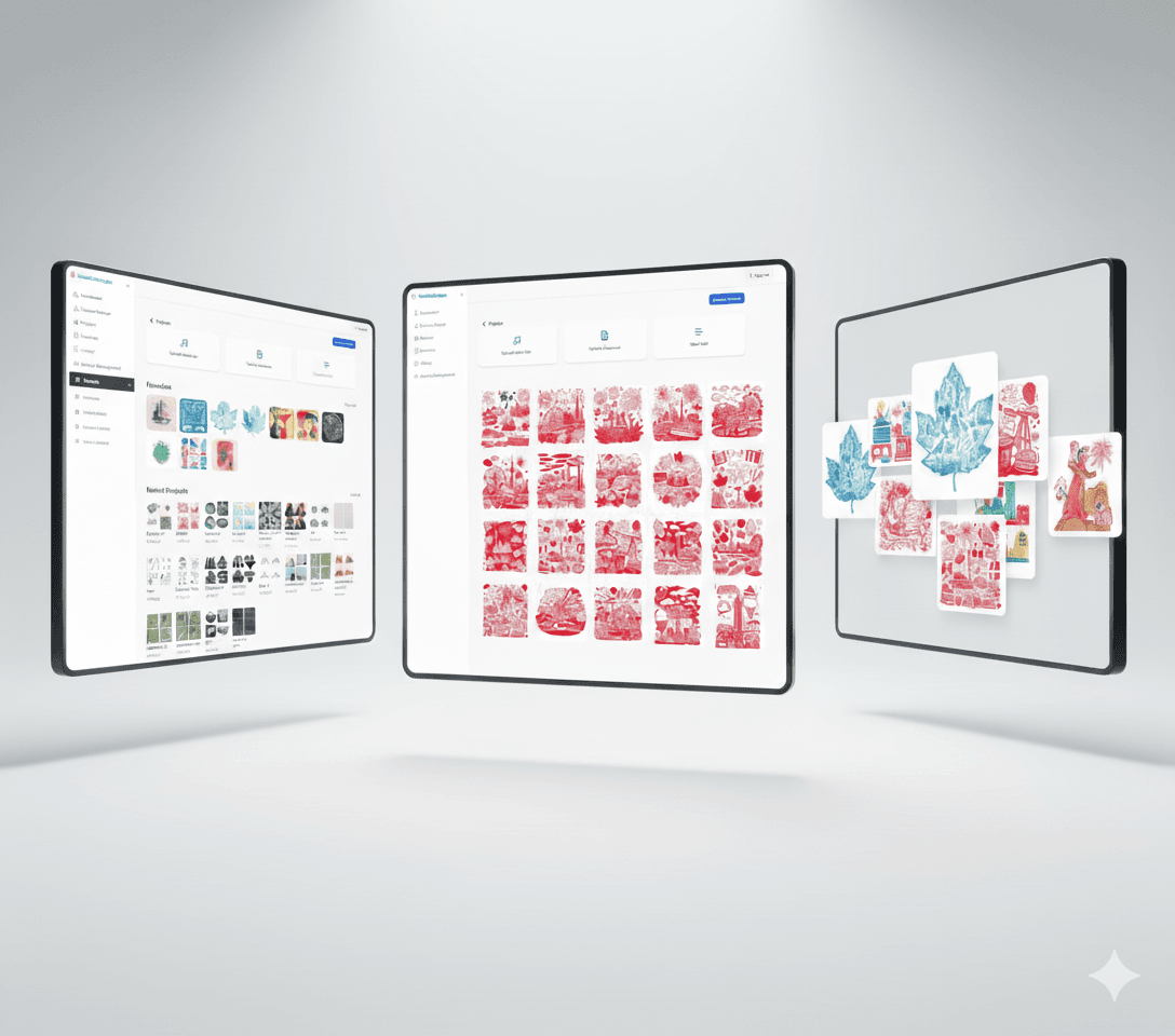 StudioStream AI creative automation platform dashboard showing automated design generation for print-on-demand with 96% reduction in manual work